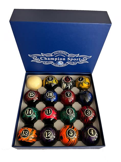 Champion Marble Pool Balls set ( Dark Marble) Complete 16 Ball Set ...