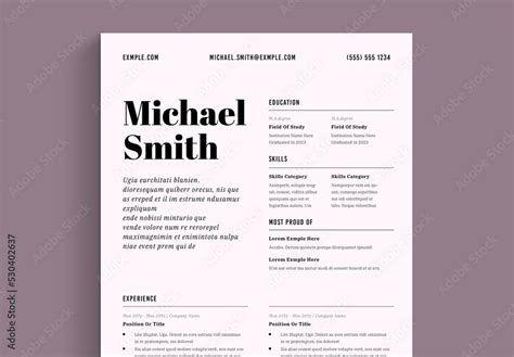 Resume Layout Stock Template | Adobe Stock