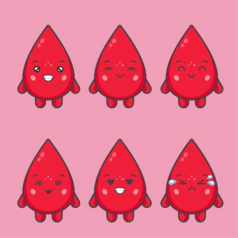 Cute Blood Characters With Various Expressions 1105640 Vector Art at ...