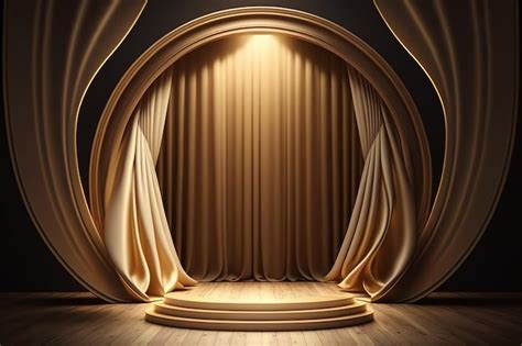 Premium Photo | Gold curtains and wooden floor. Ai. Golden stage ...