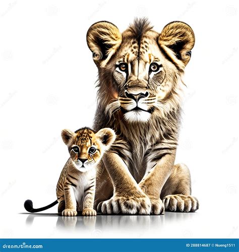 Lovely Lion Cub on White Background Wallpaper Stock Illustration ...