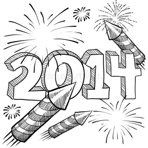 2014 New Year's fireworks vector. Doodle style 2014 New Year ...