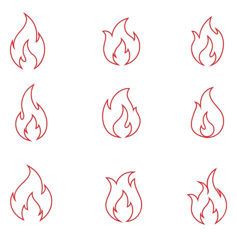 Fire Simple Clipart Transparent Background, Fire Thin Line Icons Set ...