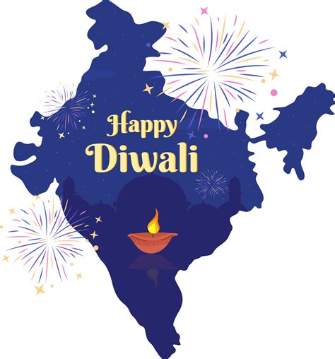 Happy Diwali 2D vector isolated illustration. Festival flat India map ...