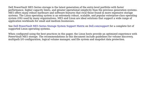 Overview | Dell PowerVault ME5 Series and Linux | Dell Technologies Info Hub