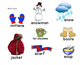 Winter items vocabulary and activity sort by The Beach Teach | TPT