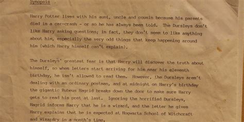 J.K. Rowling's Original "Harry Potter" Synopsis Now on Display