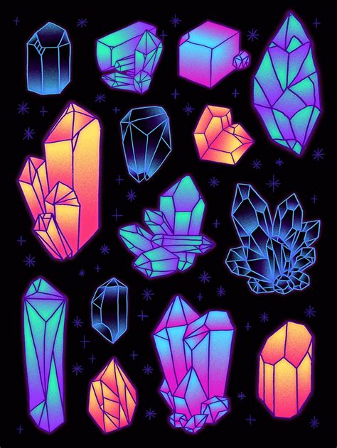 'Magic Crystals' Print from Hanna Lefcourt Illustrations in 2021 | Crystal illustration ...