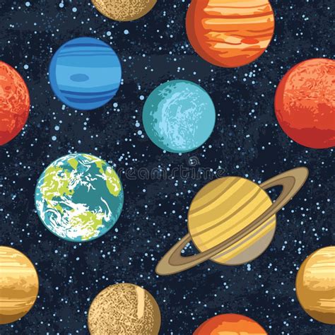 Seamless Pattern with Solar System Planets. Stock Vector - Illustration of jupiter, earth: 66331863