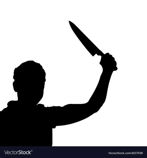 Man with knife silhouette Royalty Free Vector Image