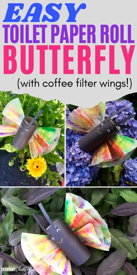 Easy Toilet Paper Roll Butterfly Craft With Coffee Filter Wings