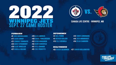 PRE-SEASON GAME ROSTER: Sept. 27 vs. Ottawa Senators : r/OttawaSenators