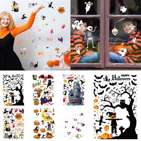 Halloween Window Clings 6 Pieces Halloween Party Decoration Window ...