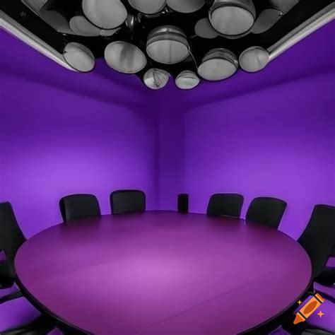Purple boardroom interior design on Craiyon