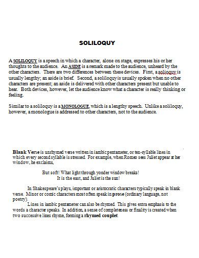 Soliloquy - 30+ Examples, Format, How to Write, PDF