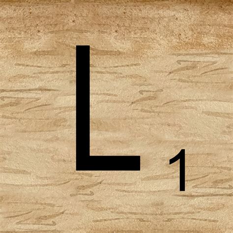 Watercolor illustration of Letter L in scrabble alphabet. Wooden ...