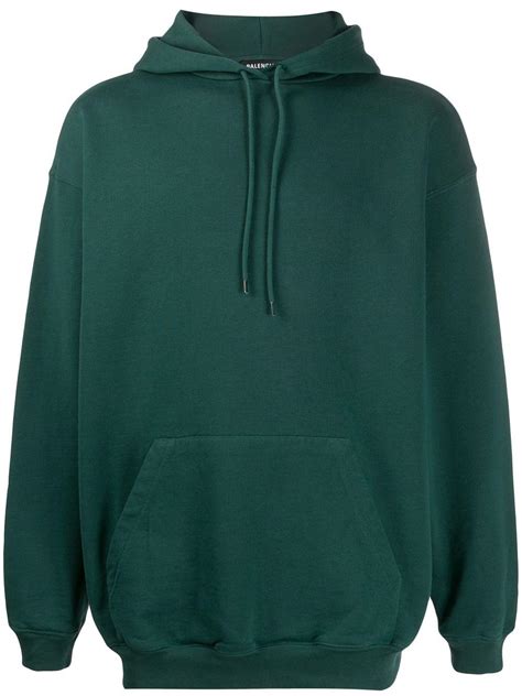 Balenciaga Cotton Printed Logo Hoodie in Green for Men - Lyst