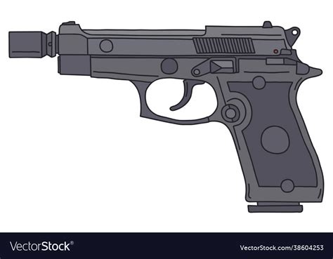 Handgun with a small silencer Royalty Free Vector Image