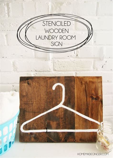 Stenciled Wooden Laundry Room Sign - Homemade Ginger