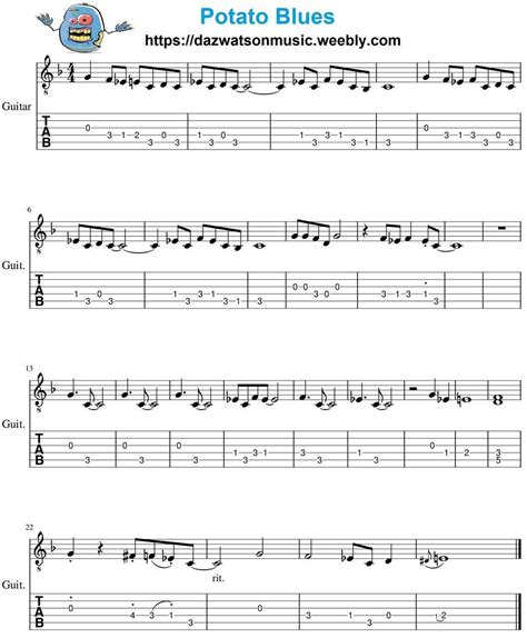 easy blues tab for guitar - potato Blues | Guitar tabs songs, Guitar tabs, Easy guitar songs