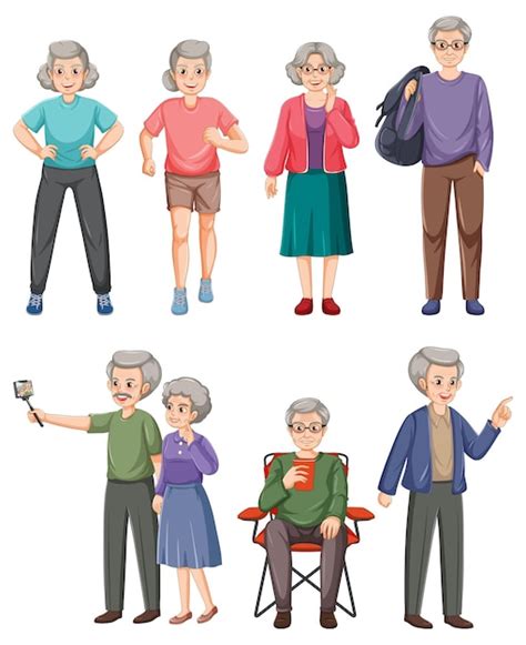 Free Vector | Collection of elderly people characters