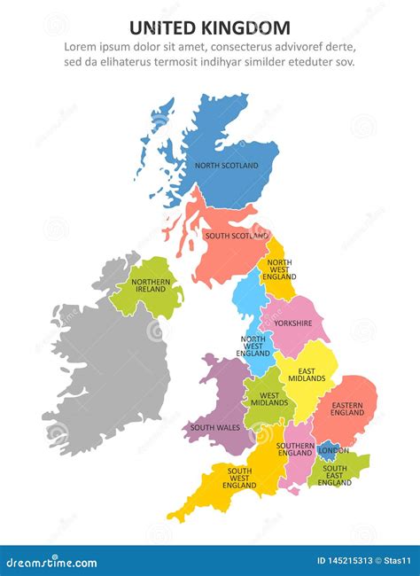 UK Multicolored Map With Regions. Vector Illustration | CartoonDealer ...