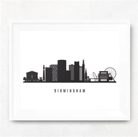 Birmingham Skyline Printable Birmingham United Kingdom Black | Etsy