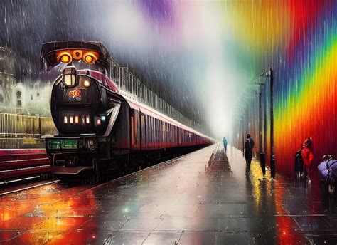 Rainbow Trains 8 Digital Art by Helkoryo Designs - Fine Art America