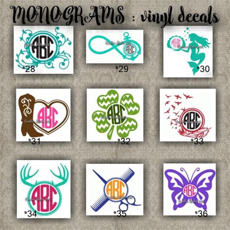 MONOGRAM vinyl decals | name | initial | decal | sticker | car decals ...