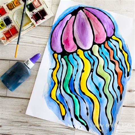 Black Glue Jellyfish Art - Arty Crafty Kids