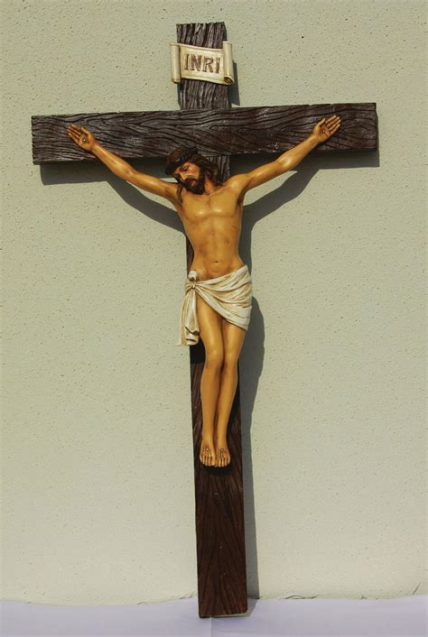 Wall Crucifix | Dark Brown Cross | Color Corpus | Hand-Painted | 15-1/2 ...