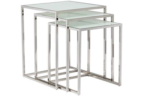 Eve White Glass Nesting End Table
