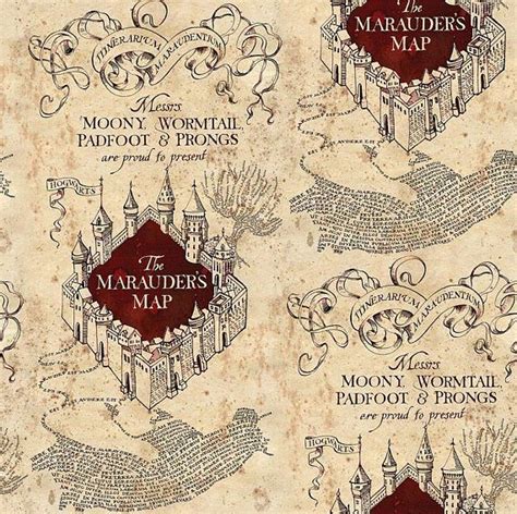 Harry Potter Marauders Map Hogwarts Camelot Deluxe Cotton Fabric per ...