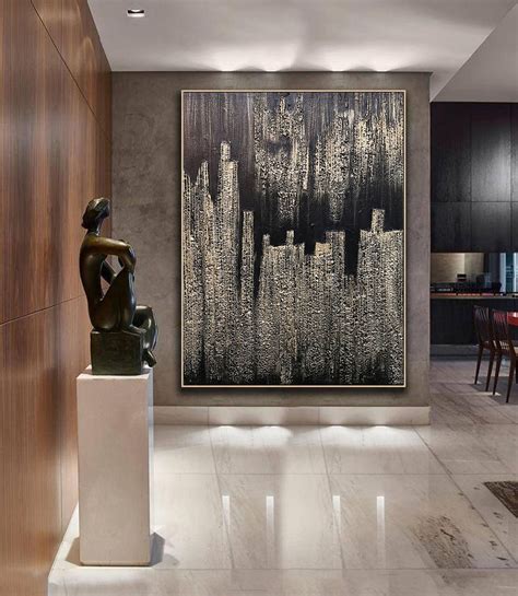 Gold Art Modern Abstract Art Black Painting on Canvas Huge Gold Painting Original Artwork Home ...