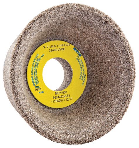 NORTON, Type 11, 3" x 1 1/4" x 3/4", Flaring Cup Grinding Wheel ...