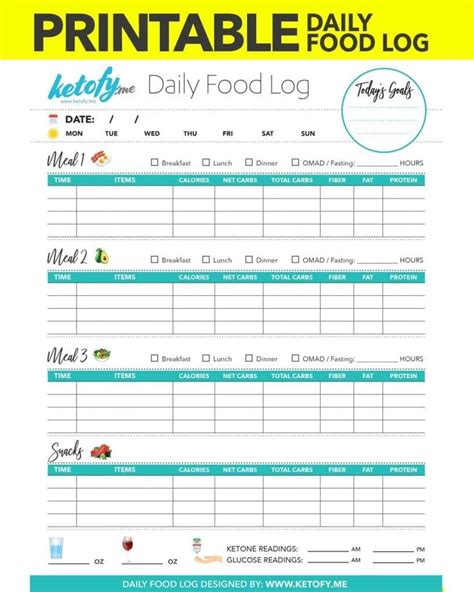 Ketofy.Me - Keto Food Log Food Journal Printable | Food journal printable, Food log, Food ...