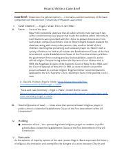 Engel v. Vitale Case Brief.docx - How to Write a Case Brief Case Brief ...