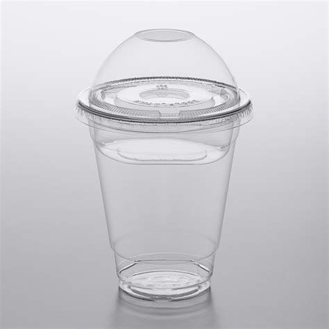 Choice 12 oz. Clear Plastic Cold Cup with 4 oz. Insert and PET Dome and Flat Lids with No Hole ...