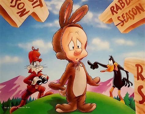 Bugs Bunny, Daffy Duck & Elmer Fudd "Rabbit Seasoning" 1994 Warner Bros. 11x14 Matted Print ...