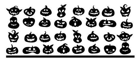 pumpkin face element set silhouette vector spooky 23787016 Vector Art ...