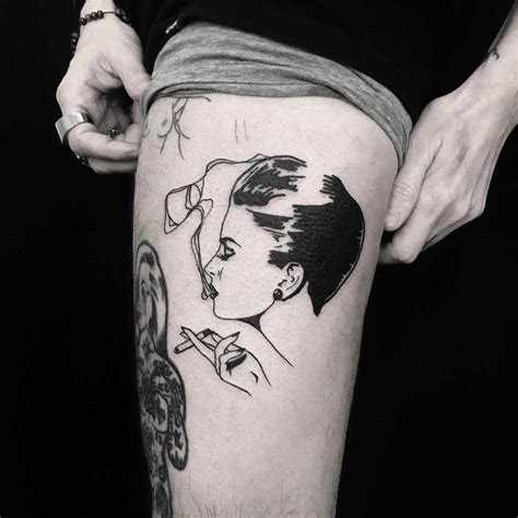 Smoking women tattoo by Johnny Gloom - Tattoogrid.net