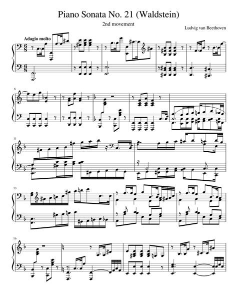 Piano Sonata No. 21 (Waldstein) - 2nd movement Sheet music for Piano (Solo) | Musescore.com