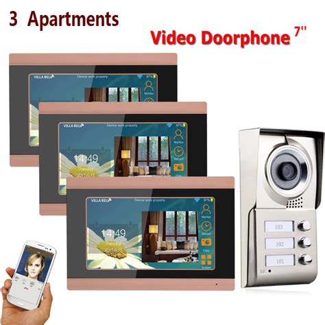 7inch Record wireless Wifi 3 Apartments Video Door Phone Intercom ...