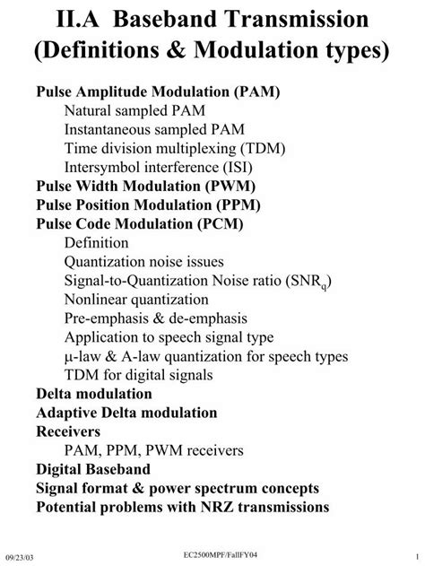 (PDF) II.A Baseband Transmission (Definitions & Modulation types ...