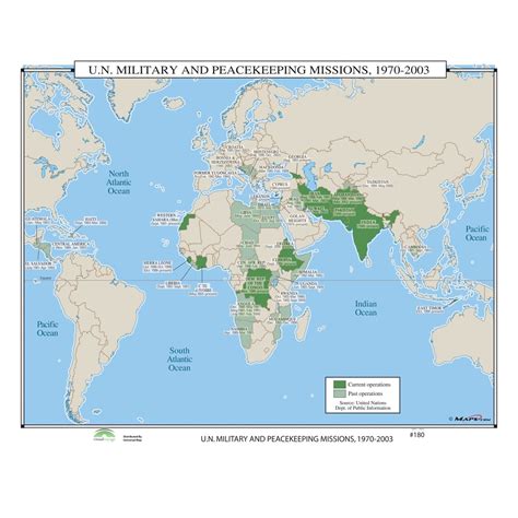 UN Military & Peacekeeping Missions 1970 - 2003 Map » Shop U.S. & World ...