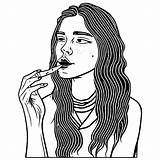 Cannabis Smoking Girl Coloring Page · Creative Fabrica sketch template