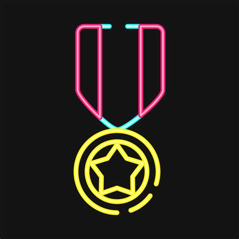 Icon medal. Military elements. Icons in neon style. Good for prints ...