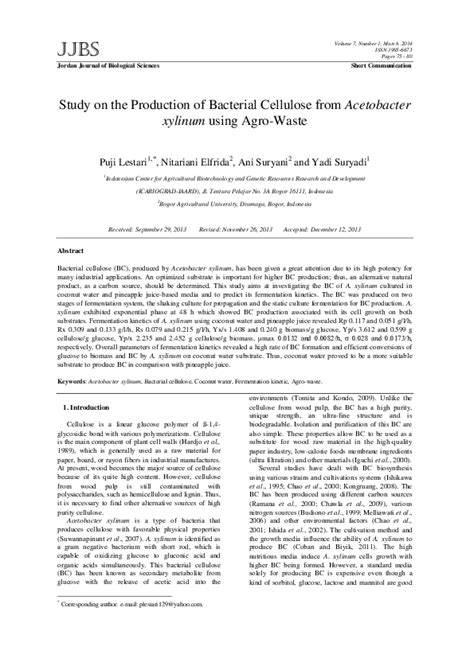 (PDF) Study on the Production of Bacterial Cellulose from Acetobacter ...