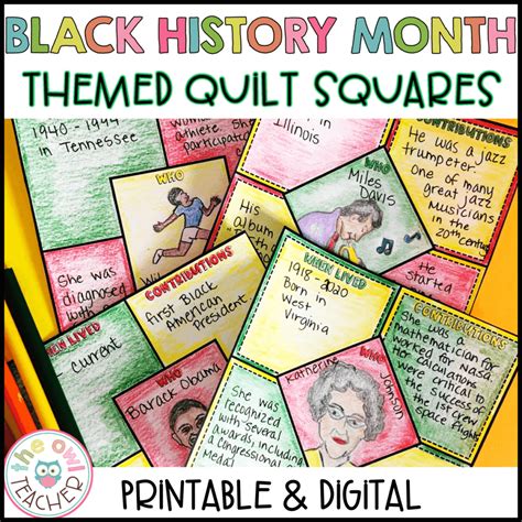 Black History Month Themed Square Quilt Pattern Digital and Printable - The Owl Teacher