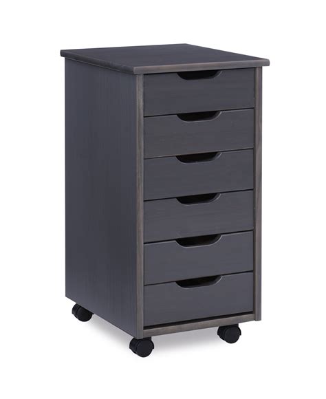 Linon Cary Six Drawer Rolling Storage Cart, Gray Finish - Walmart.com